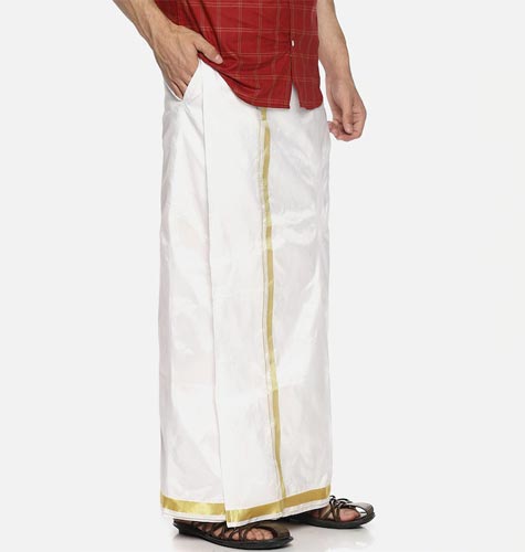 Men White Solid Readymade Dhoti